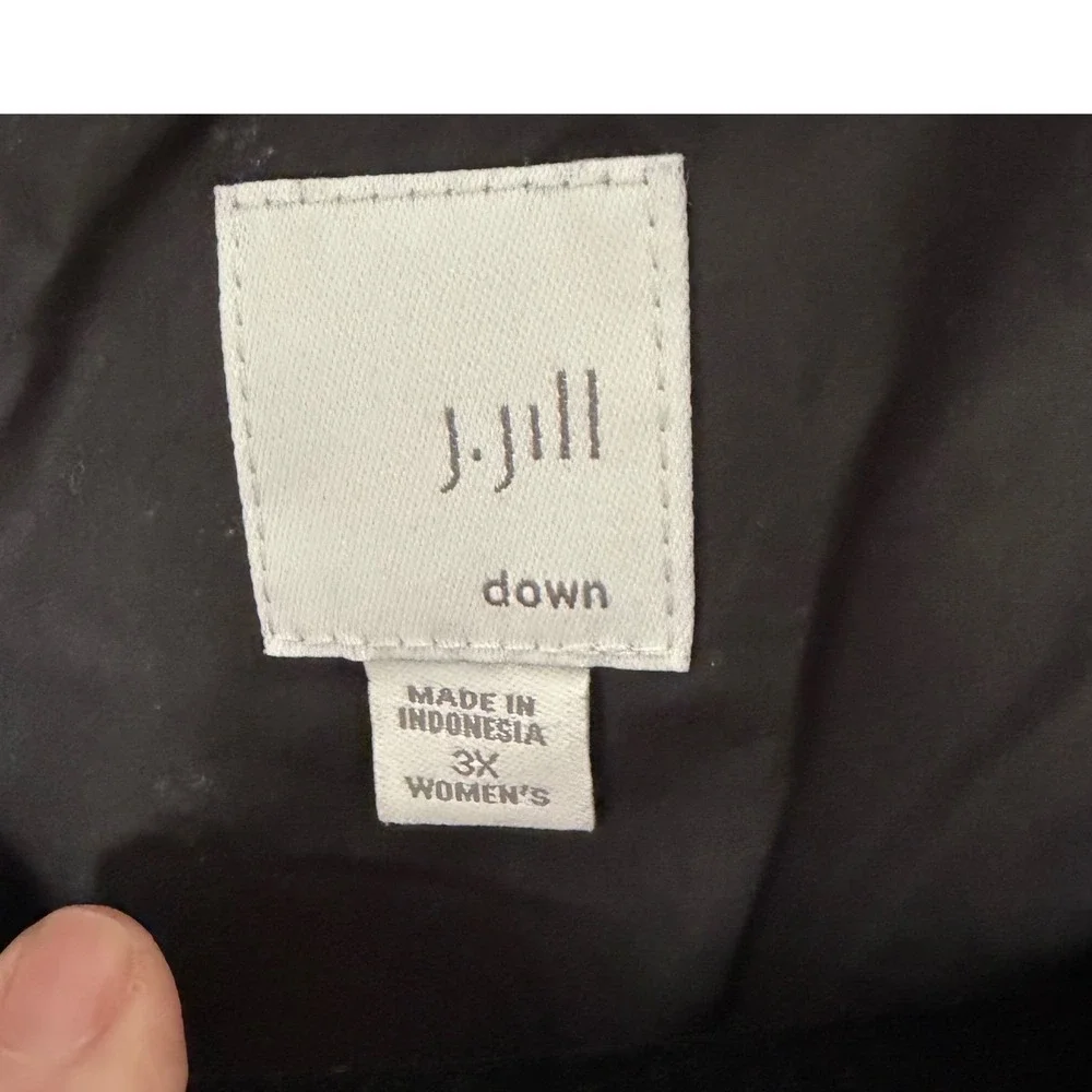 J. Jill  Black White Gingham DOWN Puffer 3x Vest‎ Snap Front Mock Neck Spring